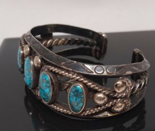 FranK or Fred Peshlakai,  Navajo,  Turquiose and Silver Vintage Cuff Bracelet. 5