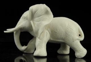 Old Chinese Hand - Carved White Glaze Porcelain Elephant Statue B01