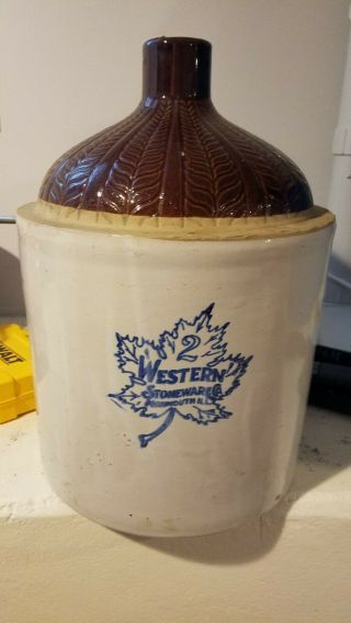 Western Stoneware 2 Gallon Jug.  Made In Illinois.  Great Collectable