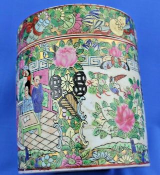Antique Chinese Canton Famille Rose Medallion Tea Caddy Opium Jar Box 19th C 6 