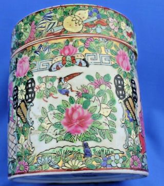 Antique Chinese Canton Famille Rose Medallion Tea Caddy Opium Jar Box 19th C 6 