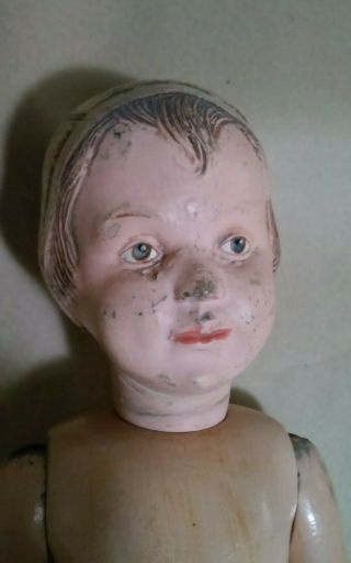 1912 very rare Schoenhut doll articulated wood HAIR CARVED model 106 3