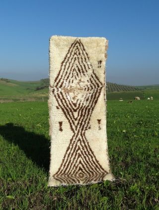 Handmade Moroccan Wool Beni Ourain Carpet Vintage Berber Azilal Rug 6 