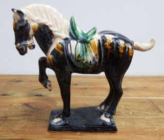 Chinese Sancai Glazed War Horse,  Tang Horse,  中国三彩釉战马唐马