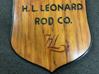 Vintage AGENTS FOR H.  L.  LEONARD ROD CO.  Wooden Advertising Sign Leonard Fly Rod 8
