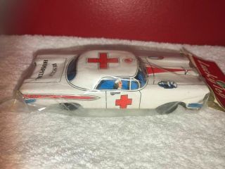 Vintage Japan Tin Friction Rescue Hospital Toy Car 1950 ' s Modern Toys 2