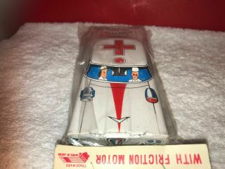Vintage Japan Tin Friction Rescue Hospital Toy Car 1950 ' s Modern Toys 4