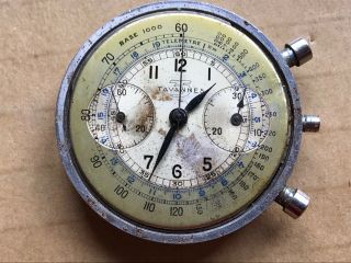 Vintage Cyma Tavannes clamshell chronograph Valjoux 22 10