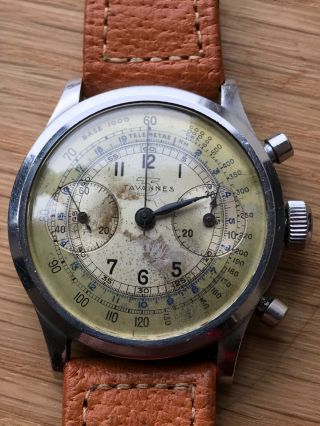 Vintage Cyma Tavannes clamshell chronograph Valjoux 22 7