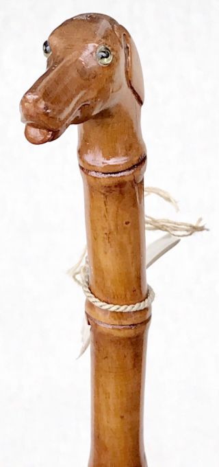 Vintage Antique 19c Greyhound Dog Head Bamboo Swagger Walking Stick Cane