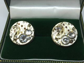 Rolex Movement Cufflinks | Vintage 1930’s Movements Fixed To.  925 Silver Clasps