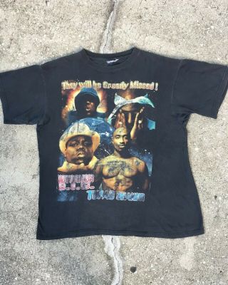 Vintage 1997 Tupac Biggie Notorious BIG 2pac Rap Tee Hip Hop Promo 90s T Shirt 2