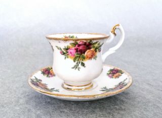 Vintage Royal Albert Bone China Old Country Roses Miniature Cup & Saucer England