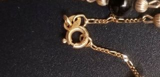 18k Yellow Gold And Black Onix Beads Necklace Vintage Very Beughtifull 16 Inches 3