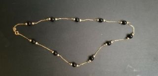 18k Yellow Gold And Black Onix Beads Necklace Vintage Very Beughtifull 16 Inches 7