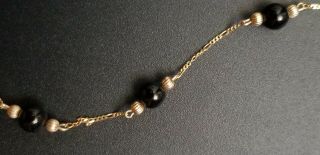 18k Yellow Gold And Black Onix Beads Necklace Vintage Very Beughtifull 16 Inches 9