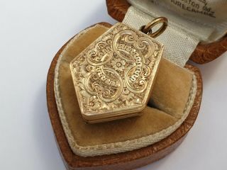 Antique Edwardian locket 9ct Rose Gold Engraved Locket Pendant Stunning Jewelry 7