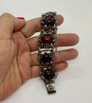 Vintage Sterling Amber Signed Ne From Denmark Bracelet