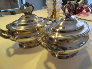 Antique Silverplate Pair Mid 19thc Henry Wilkinson Sauce Tureens