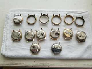 A Grouping Of Vintage 214 Accutron Cases Stainless And Gold Filled