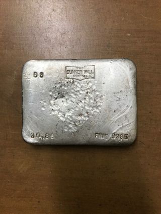 Bunker Hill Silver Bar 30.  85 Oz Fine Silver.  9995 Hand Poured Insanely Rare 53