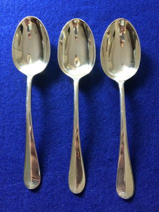 Stieff Williamsburg Queen Anne - Set Of 3 Sterling Oval Soup/desert/place Spoons