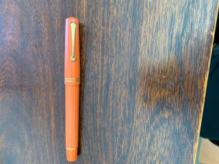 Omas Fountain Pen Vintage Orange And Gold Trim 18k Nib