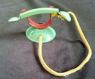 Early 1930 ' s Miniature Tin Telephone Cord Moving Dial Play Set Pretend 5