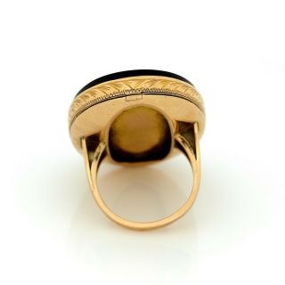 Antique Vintage Art Nouveau 14k Gold Memento Mori Onyx Poison Locket Ring Sz 6 5