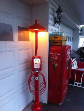Vintage Eco Air Meter Gas Oil Red Texaco Restored With Light Pole Gas Pump