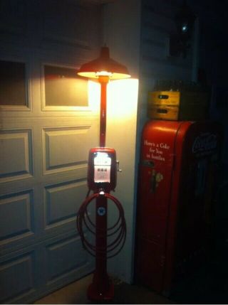 Vintage Eco Air Meter Gas Oil Red Texaco Restored With Light Pole GAS PUMP 4