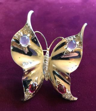 Vintage Sterling Silver Trifari Alfred Philippe Crown Butterfly - Large Size Only