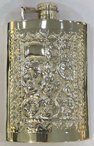 Sterling Silver 925 Hip Flask Floral Design Personalisable Engraving Gift 8oz