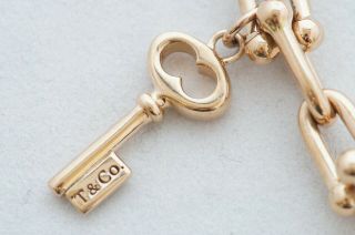 Rare Tiffany & Co 18K Rose Gold City HardWear Link Charm Bracelet Diamond Heart 10