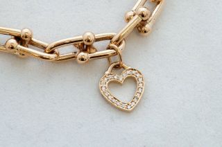 Rare Tiffany & Co 18K Rose Gold City HardWear Link Charm Bracelet Diamond Heart 5