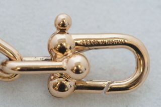 Rare Tiffany & Co 18K Rose Gold City HardWear Link Charm Bracelet Diamond Heart 7