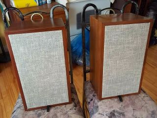 Vintage Dynaco A - 25 Speakers Refinished Cabinets Grille Cloth