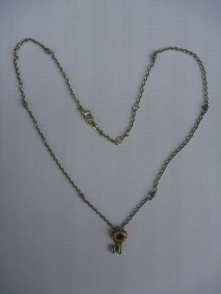 Vintage LAGOS Sterling Diamonds Small Key Pendant Necklace 17 
