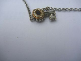 Vintage LAGOS Sterling Diamonds Small Key Pendant Necklace 17 