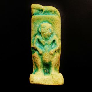 Antique Egyptian Faience Amulet Figurine God Bes Middle Kingdom Funerary Statue