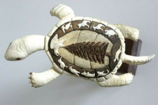 Iroquois Bone Carving Stan Hill Sr.  Turtle Island Carved Moose Antler Rare Art
