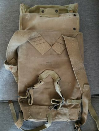 WWII M1928 Haversack Field Pack and Meat Can Pouch Vintage WW2 1942 w Pouch 3