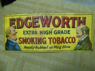 Rare Vintage Edgeworth Extra Smoking Tobacco Tin Sign - 11 X 28 - Burdick