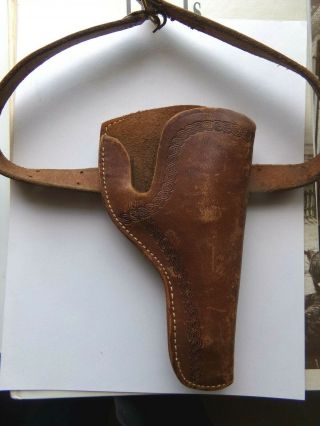 Vintage Youth Leather Cap Gun Holster With Belt