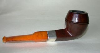 Antique Peterson Smokers Pipe With Silver Collar & Amber Stem 1913 9