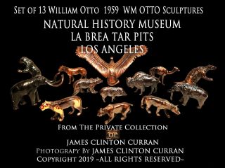 X Rare 1959 Set Of All 13 La Brea Tar Pits Museum Wm Otto Bronze Animals Nr