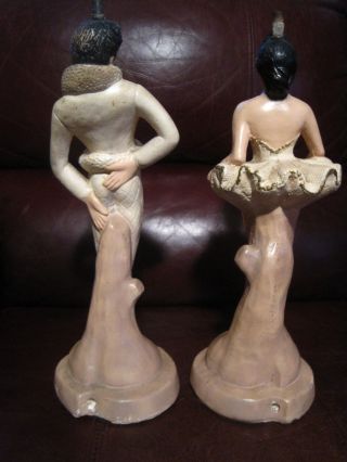 Ballerina Lamps Stalks Vintage Chalkware 1950s MCM Male Female Mid Century 3