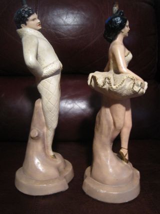Ballerina Lamps Stalks Vintage Chalkware 1950s MCM Male Female Mid Century 4