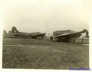 Org.  Photo: B - 17 Bomber Being Cannibalized on Airfield; 1944 2