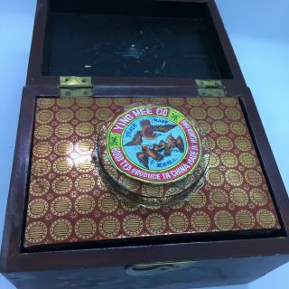 Vintage Chinese Hand Painted Tea Box Tin With Tea 2